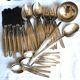 Art Deco silver-plated table cutlery set, silver metal tableware.
