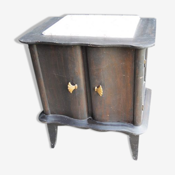 Table de chevet en bois peint avec plateau marbre
