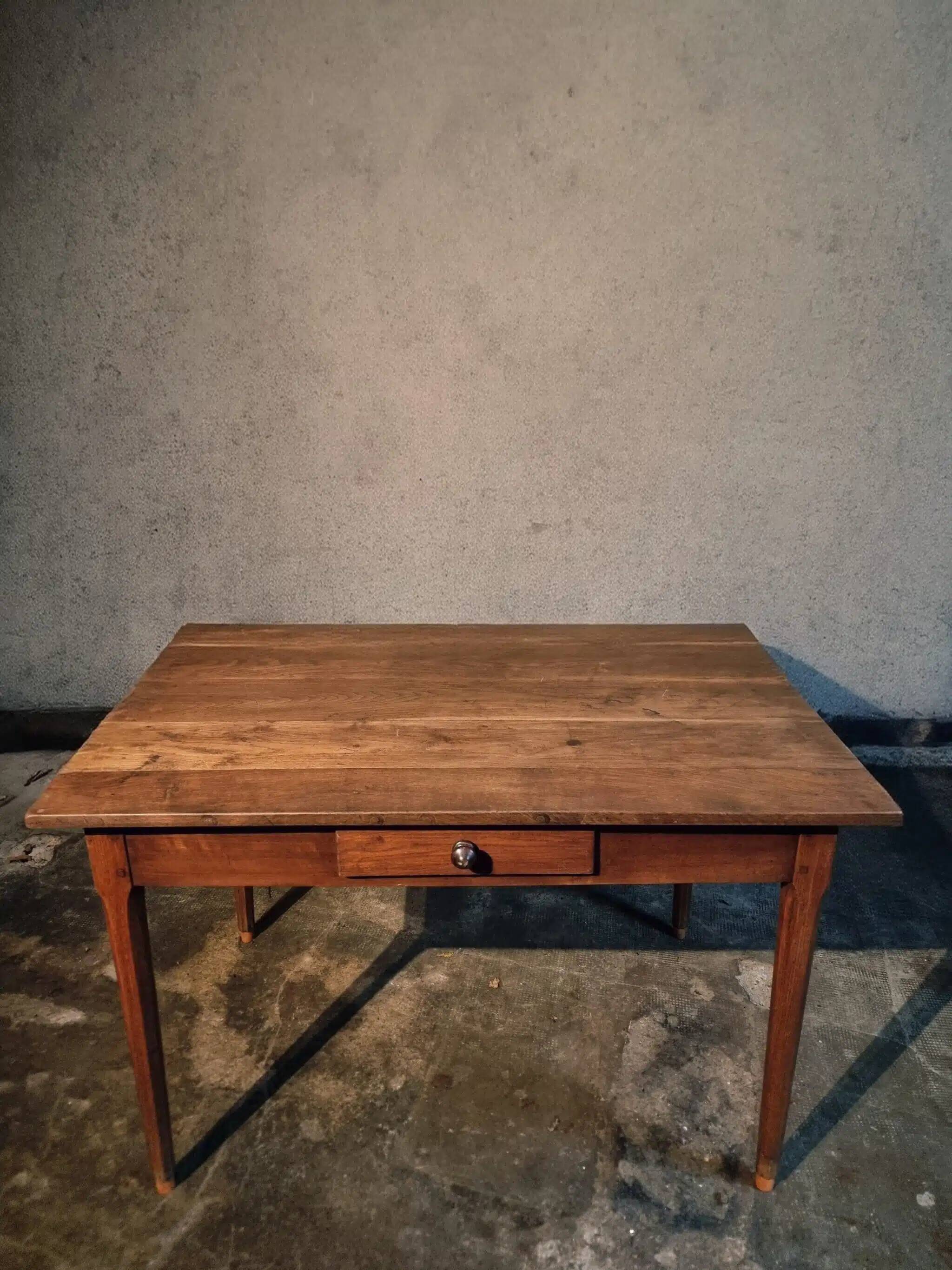 Antique French oak table, 19th century.