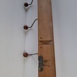 Czechoslovak Midcentury Wooden and Metal Wall Coat Rack, 1960s