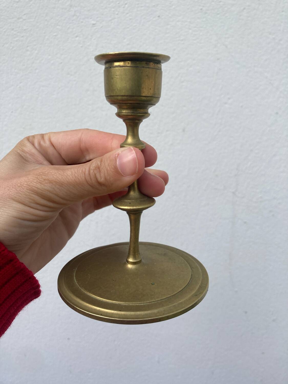 Petit bougeoir en laiton doré XIXer