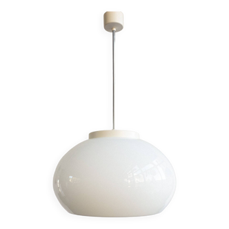 Czech Space Age Milk Glass Hanging Lamp by Osvětlovací Sklo, 1970s