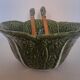 Cabbage bowl and its salad utensils in earthenware
