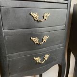 Pair of bedside tables style Louis XV black