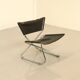 Scandinavian "Z" side chair in patinated black leather by Erik Magnussen for