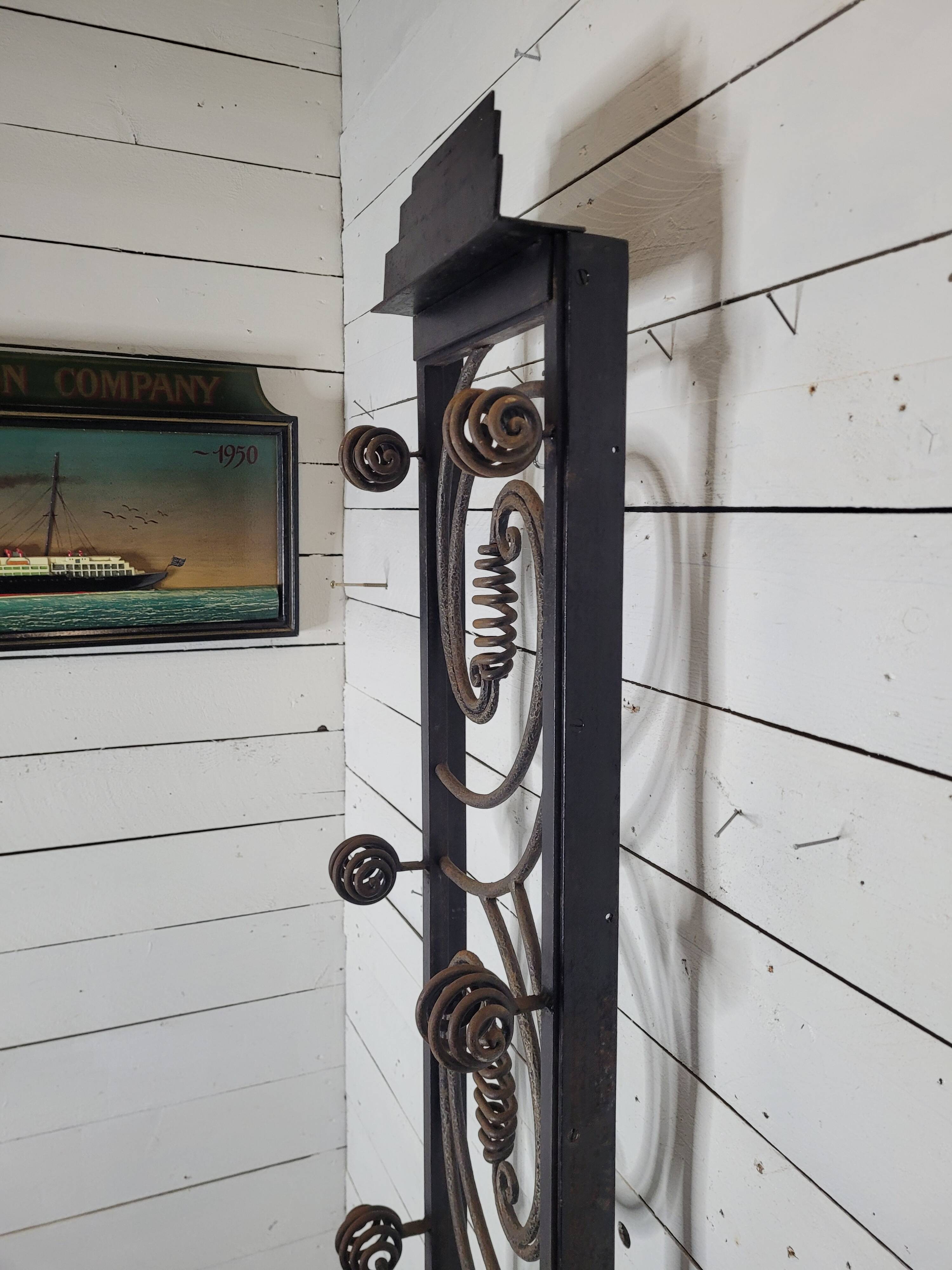 Art deco wrought iron coat rack from the 1930s