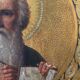 19th Century Round Icon of the Holy Apostle John the Theologian in Oak & Go