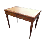 Old style flat desk louis xvi leather tray with 2 pulls