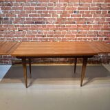 Teak veneer table with extensions
