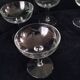 6 vintage champagne coupes in frosted glass.