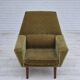 Fauteuil danois à dossier haut de georg thams, revêtement original, velours vert, bois de teck.