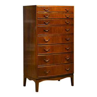 Ole Wanscher chest of drawers in dark brown wood for A.j. Iversen, Denmark