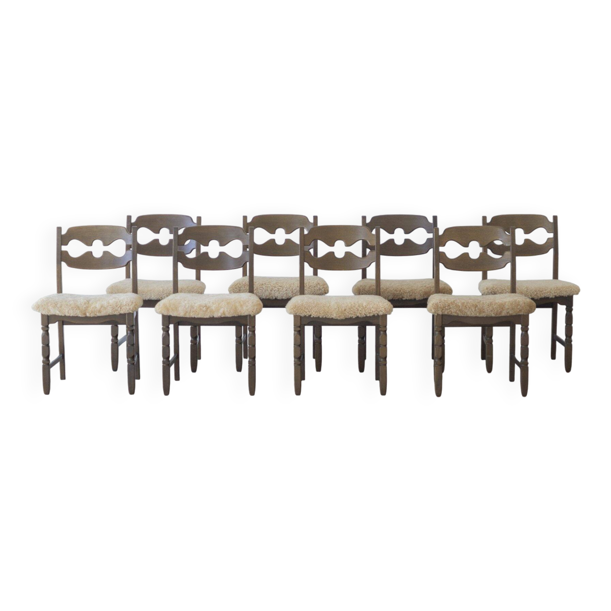 Henning Kjærnulf, Razor blade, dining chair (set of eight)
