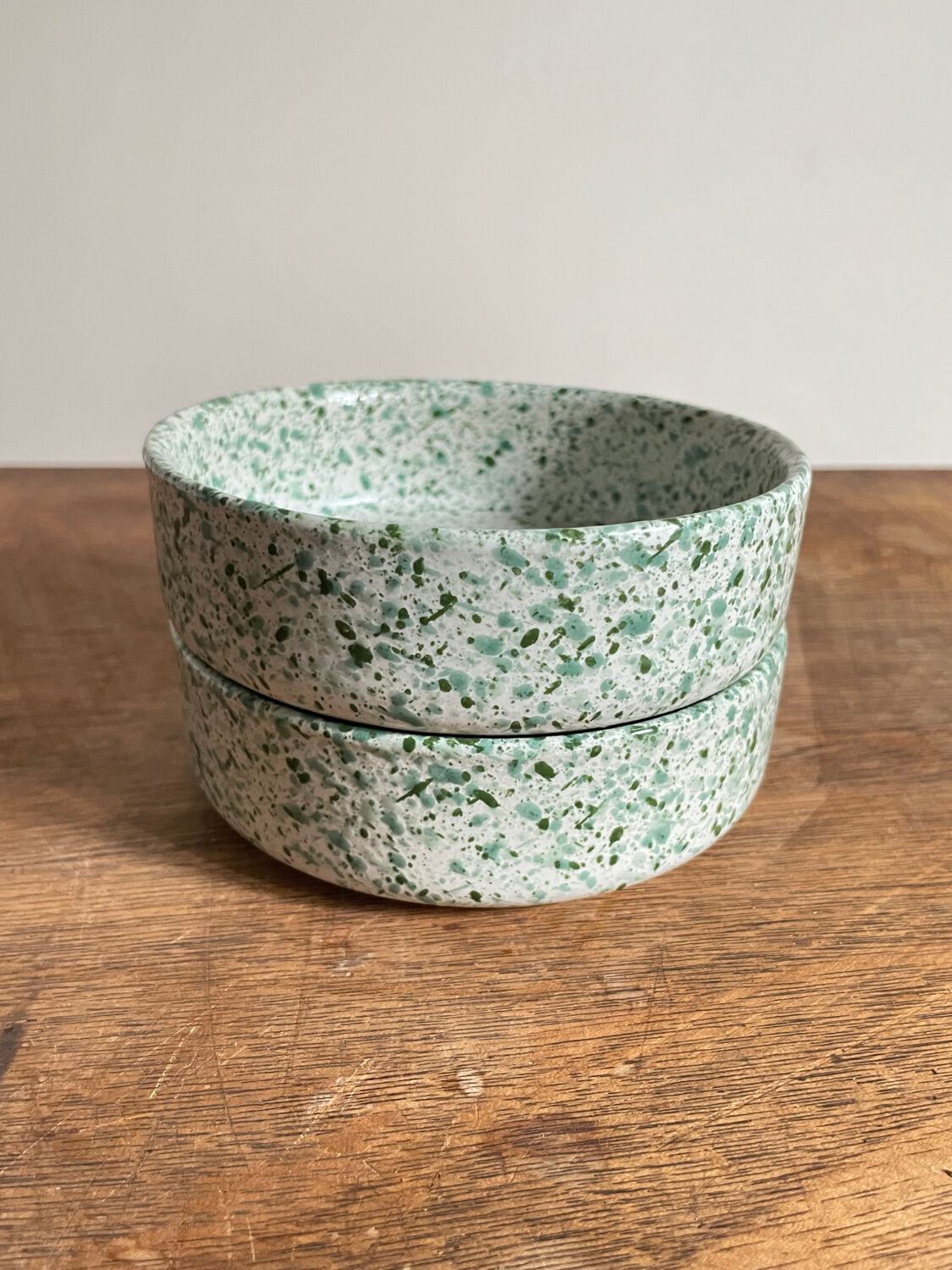 Green spotted ceramic ramekin