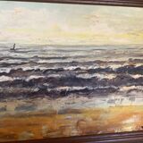 Signed marine painting on hardboard
