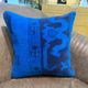 Asymmetric Blue Turkish Rug Pillow, 16x16 Square Wool Cushion Cover