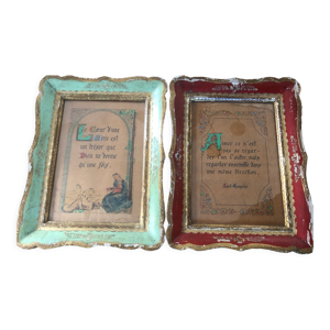 Paire de tableaux en bois