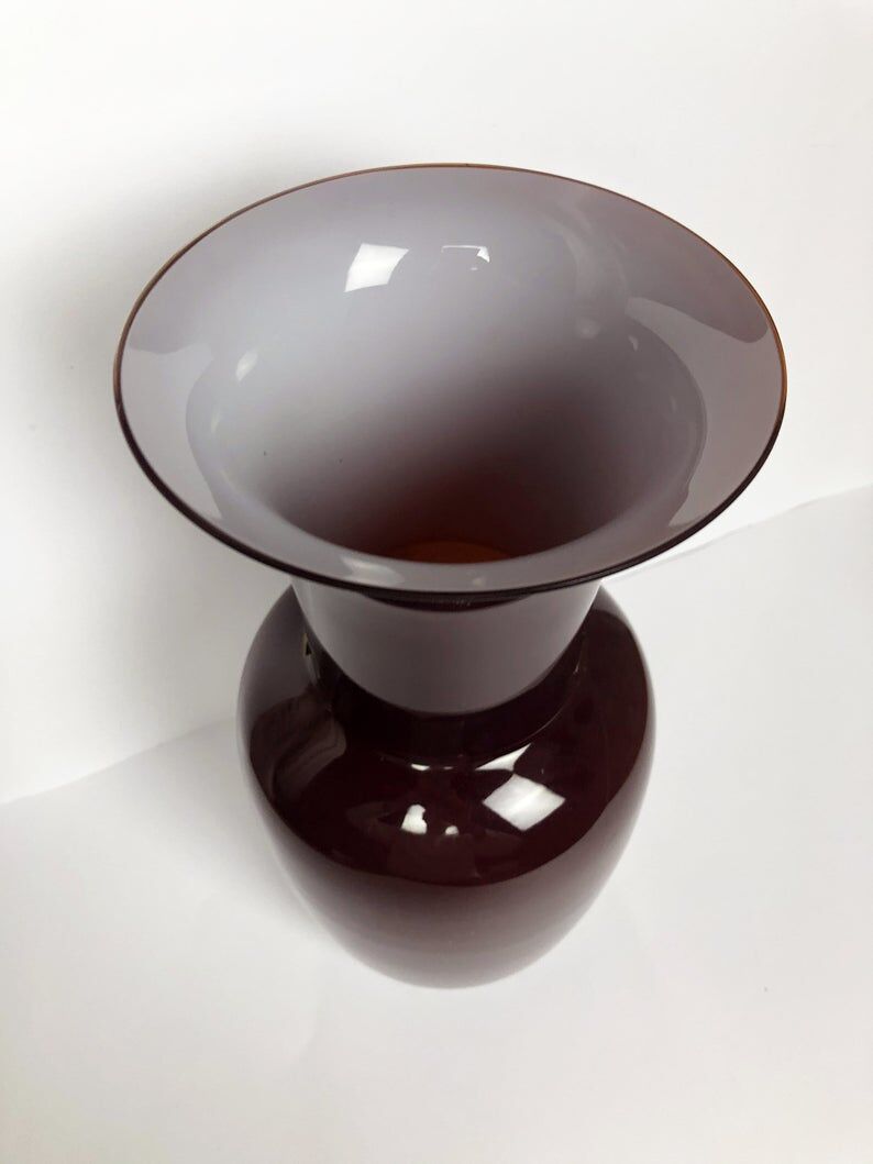 ‘Opalino’ burgundy Murano glass vase by Paolo Venini