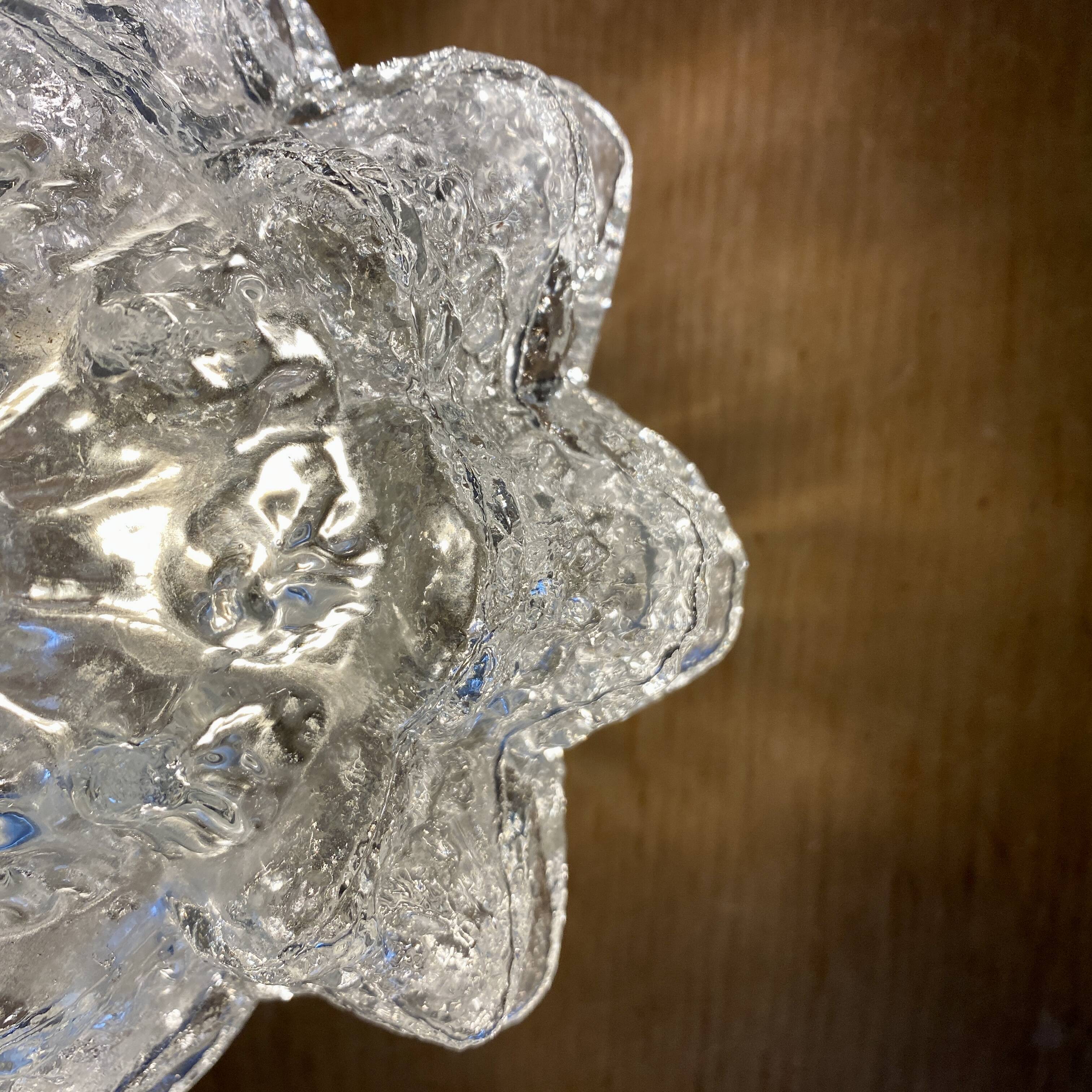 Vintage globe wall or ceiling light in molded glass in the shape of a flower