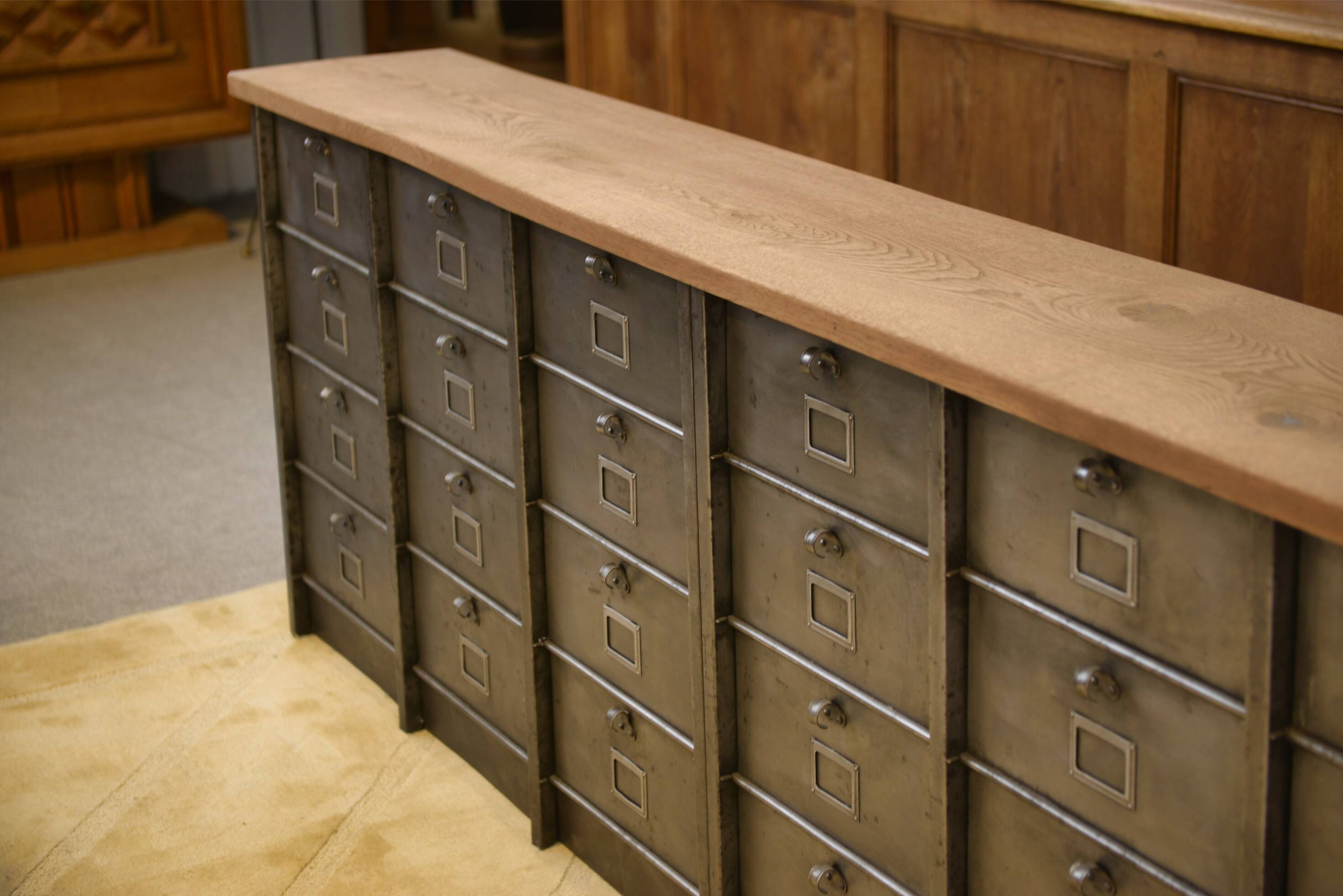 Strafor cabinet with flaps, 6 columns, oak top, 1950s.