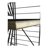 Large Black Powder-Coated Metal Industrial Baker's Rack — Three-Tier Display and Storage Unit, Brass Trim