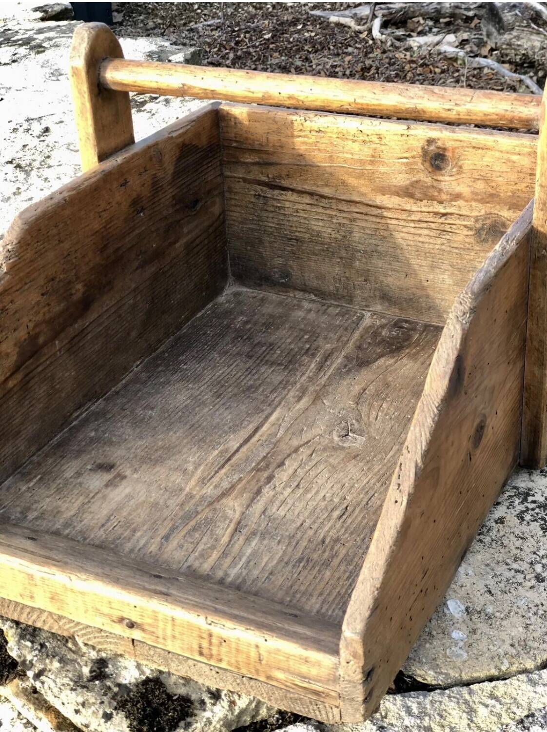 Old wooden basket market gardener florist Savoie chalet