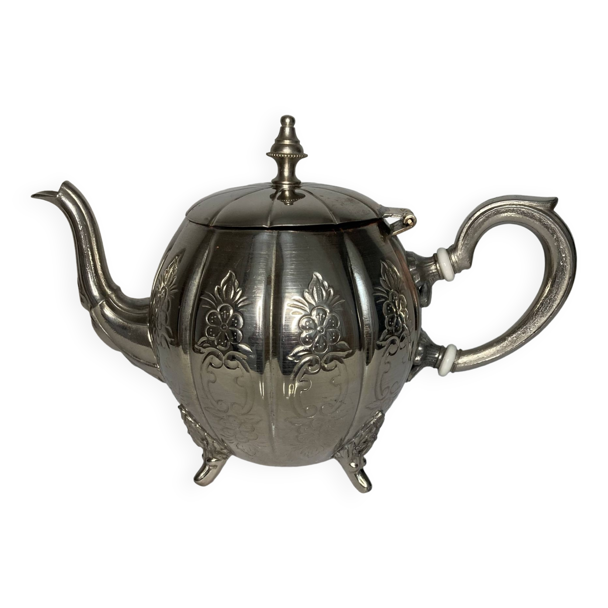 Vintage silver metal teapot from the 1930s