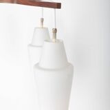 Scandinavian teak and opaline chandelier, Philips, 1960s