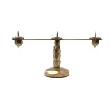 Brutalist brass pair of candle holders, France 1970