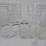 Batch of decanter and 6 whiskey glasses 70s