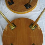 Pair of four-foot stools in vintage red moumoute