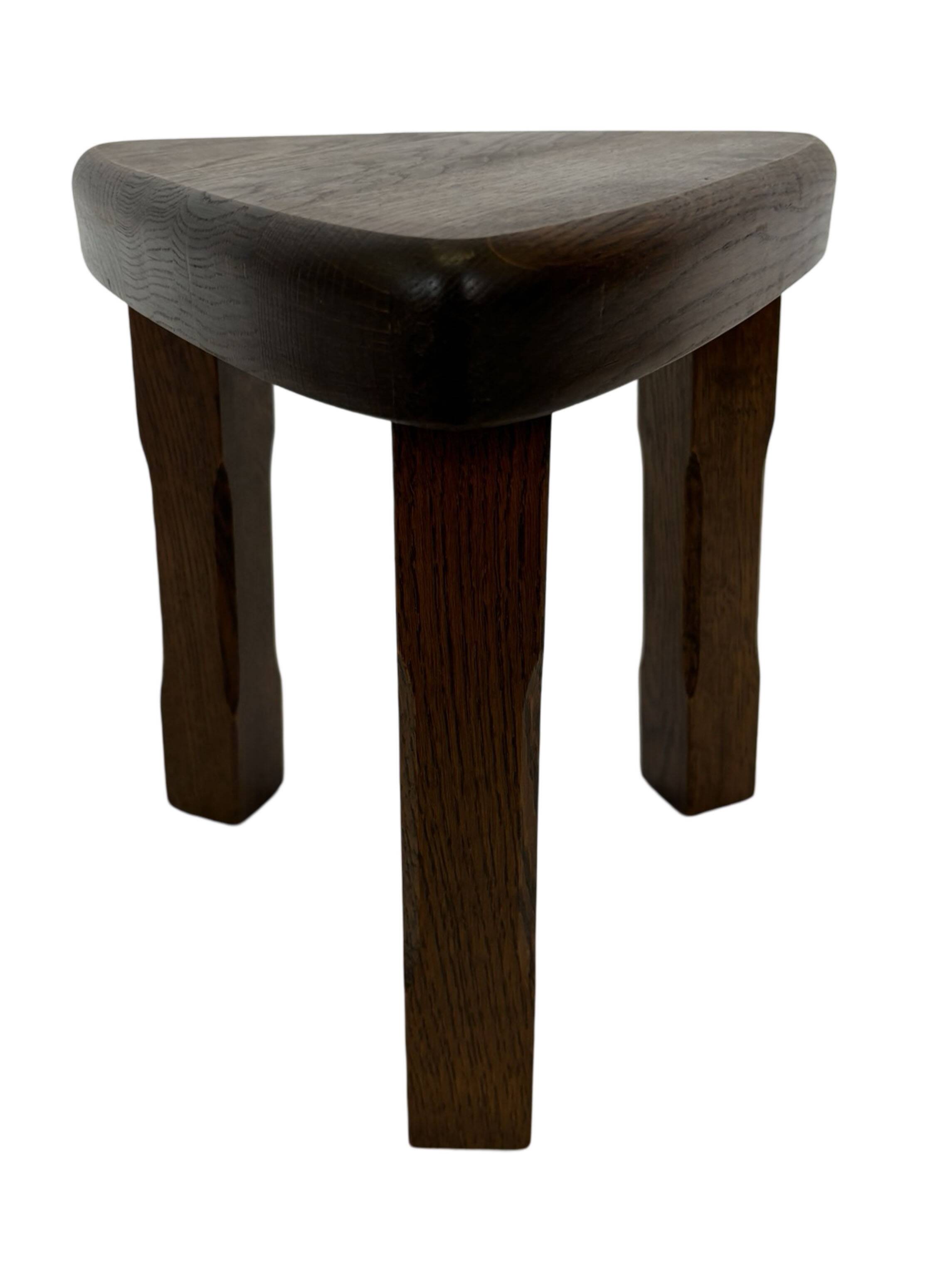 Set of 3 brutalist oak oval side or nesting tables minimalist design 1970s