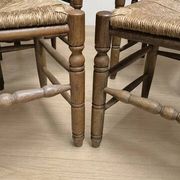 Set of 6 vintage wooden ladder-back dining chairs with woven seats