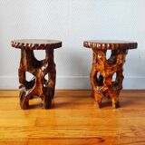 Pair of vintage 1960s brutalist side tables