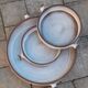 Set of 3 dishes in varnished pyrity sandstone, cream and brown