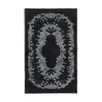 Hand-knotted rustic anatolian 1980s 170 cm x 276 cm black rug