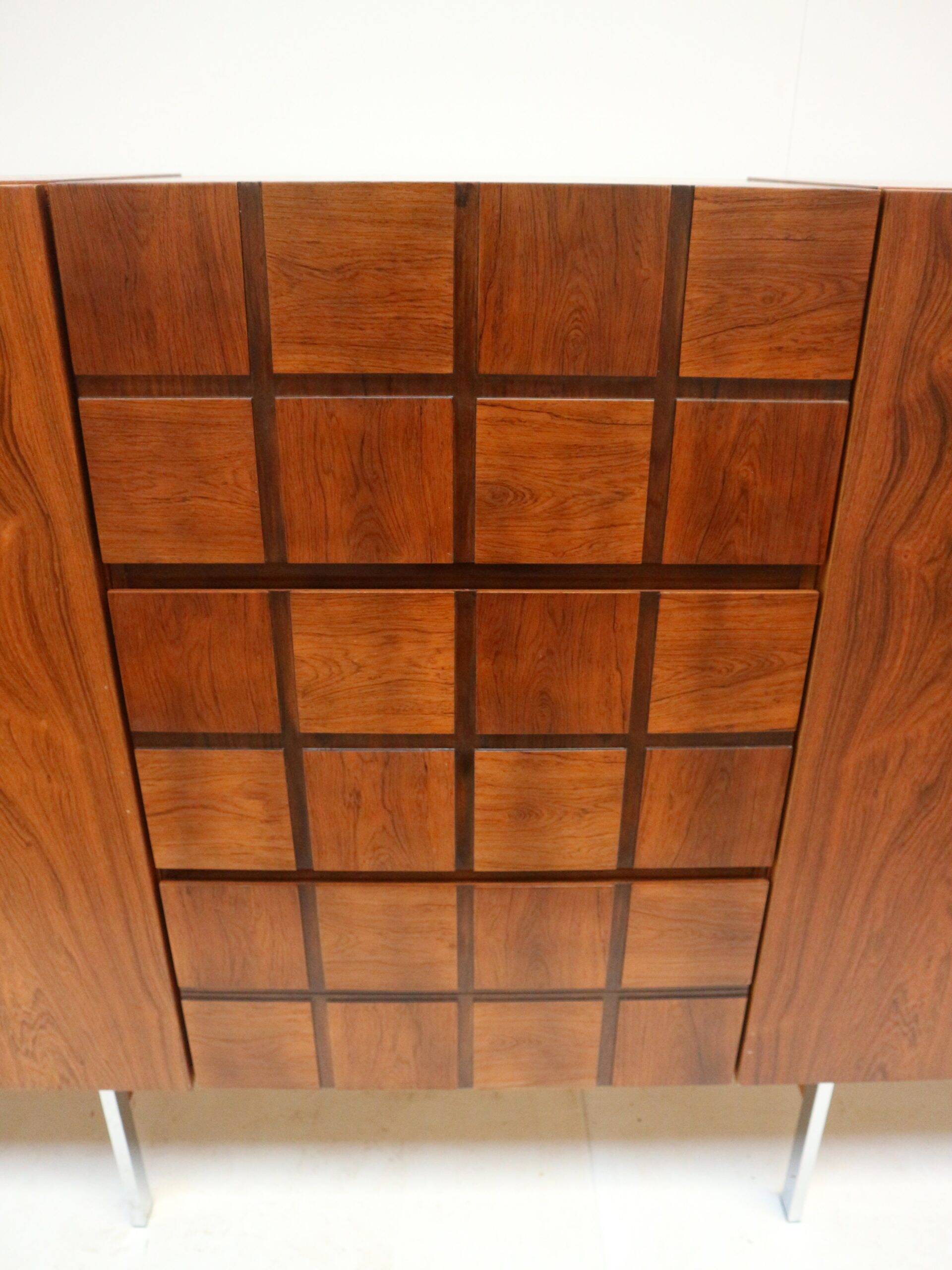 Unique vintage design sideboard made of rosewood with a bar section from the 1960s