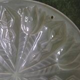 French Art Deco White Pate De Verre Platformer With Abstract Tulip Design 5145
