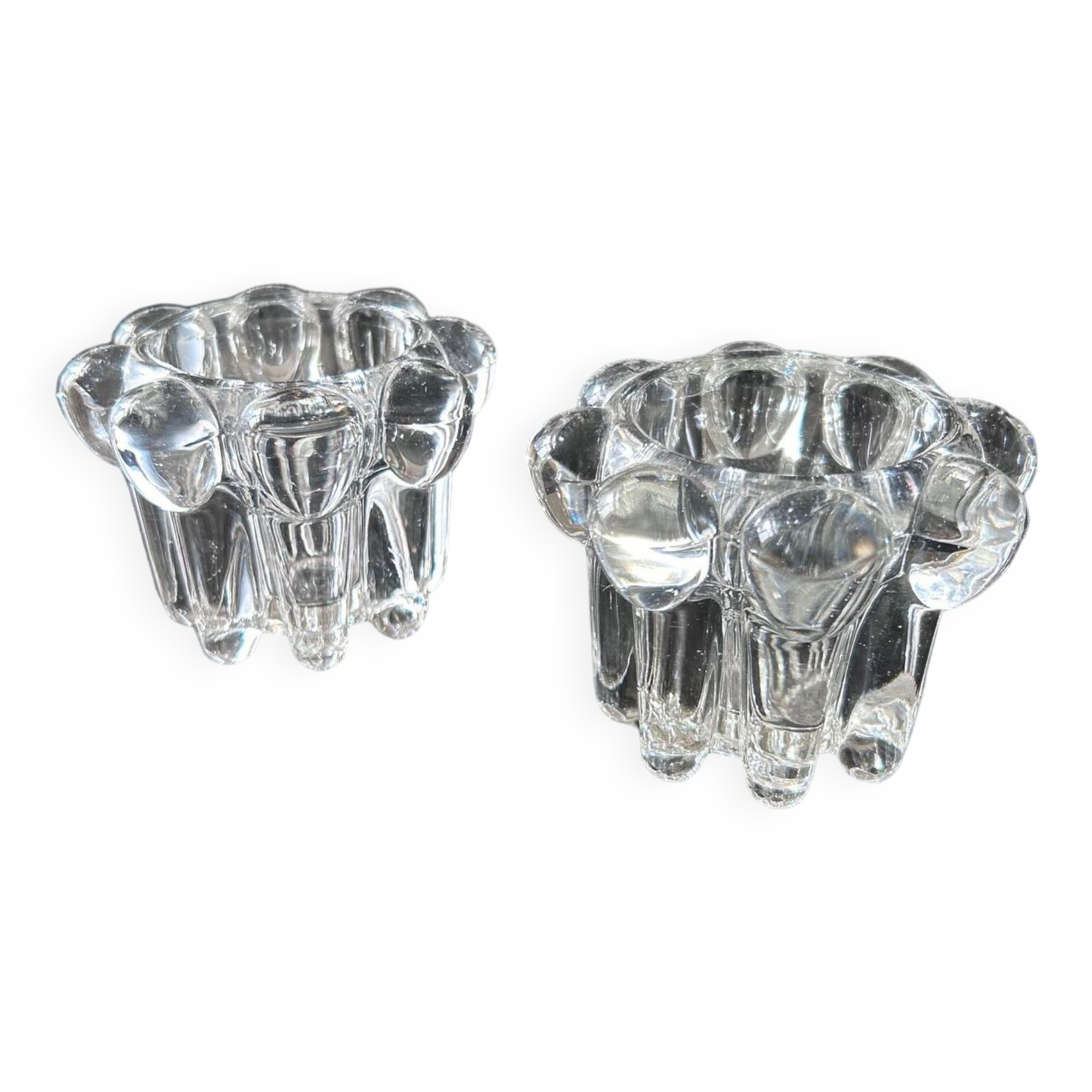pair of crystal candle holders