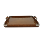 Modernist wooden and chrome metal serving tray