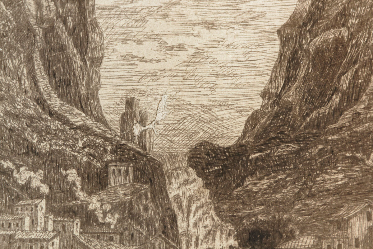 Old drawing, moustiers sainte marie