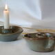 Pair of cellar rat candle holders in glazed sandstone