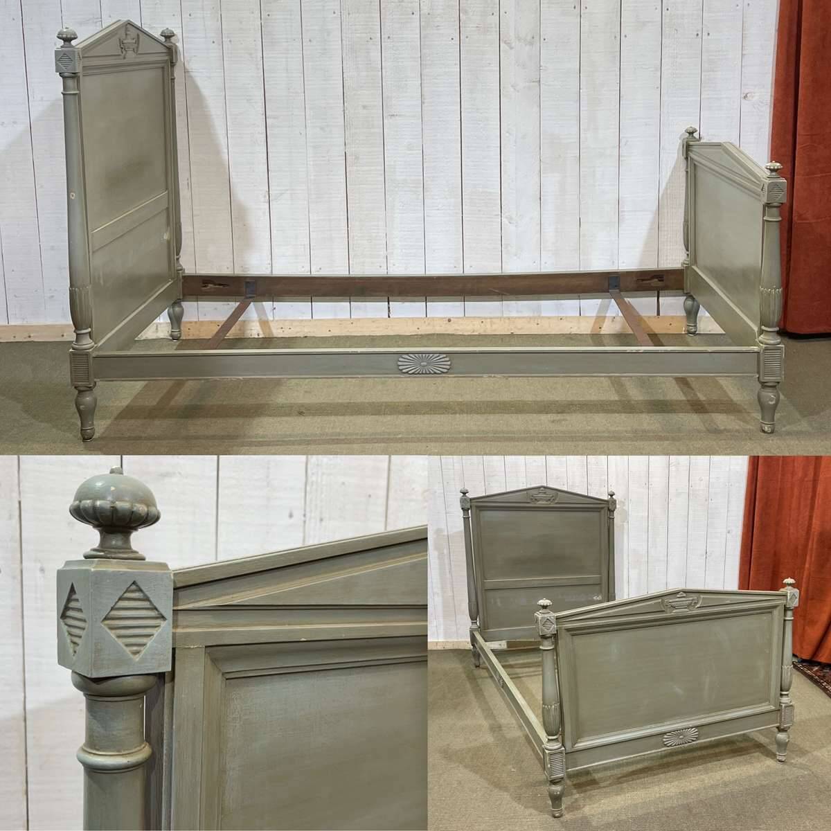 Lit de style Louis XVI début XXème en bois peint