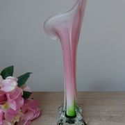 Vintage coloured blown glass vase in the shape of a calla lily.
