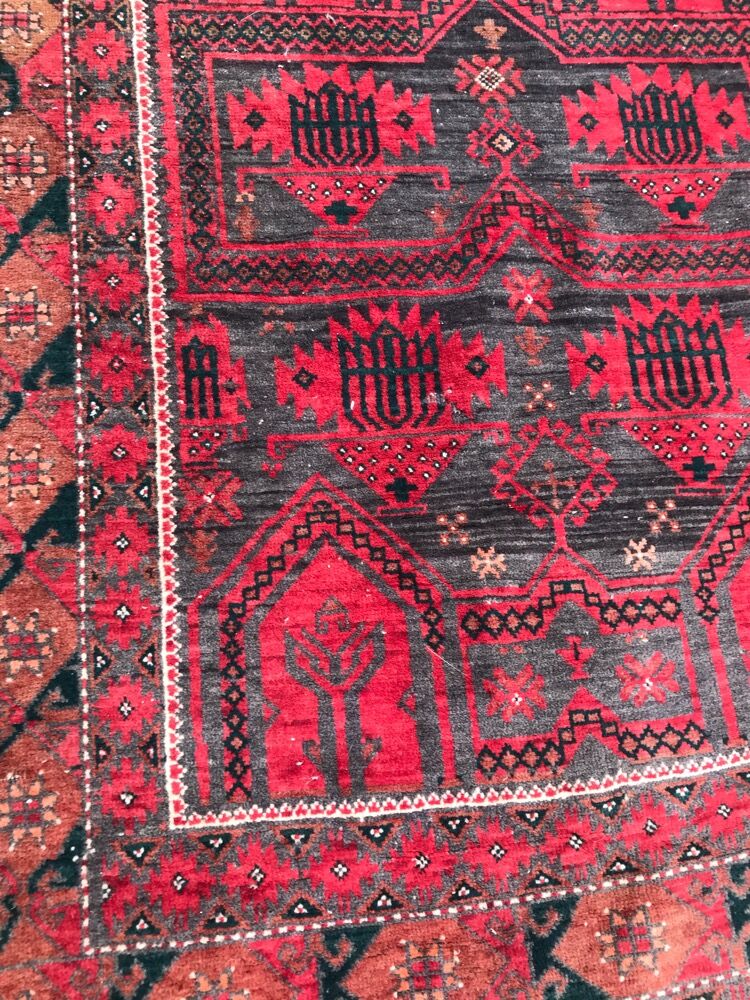 Afghan old rug Turkmen belutch handmade 110x220 cm
