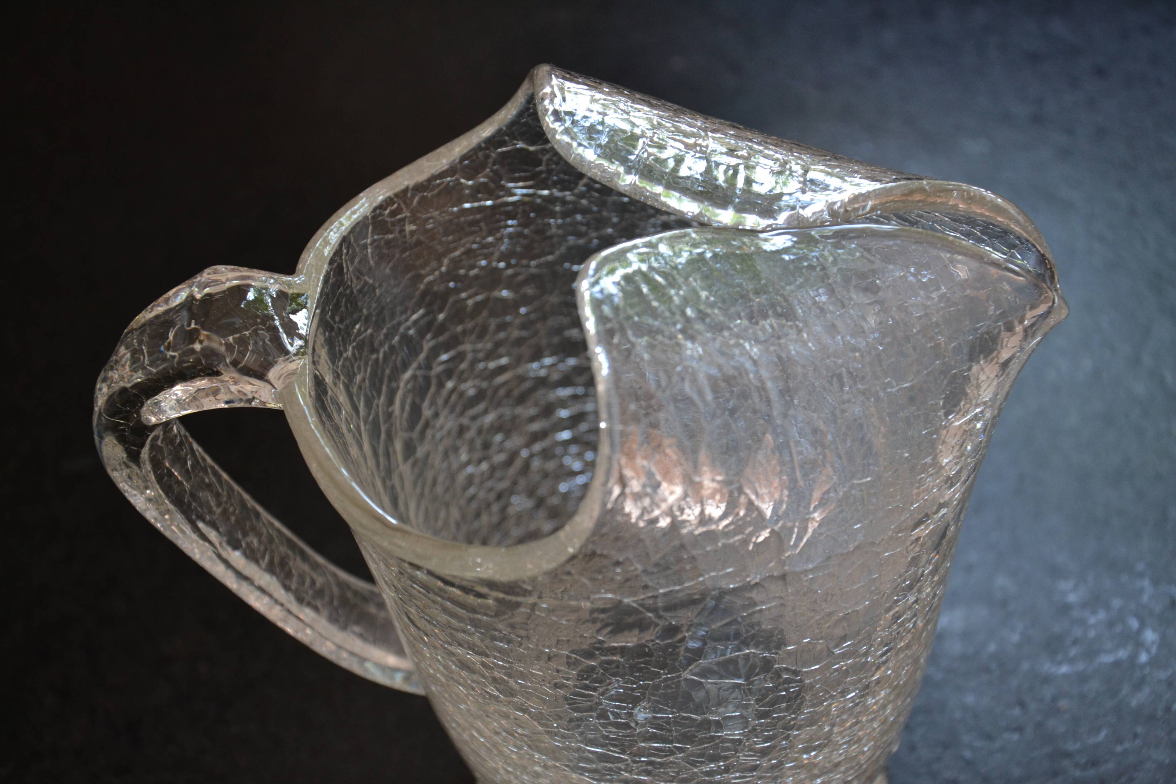 Special crackled glass pitcher with spikes