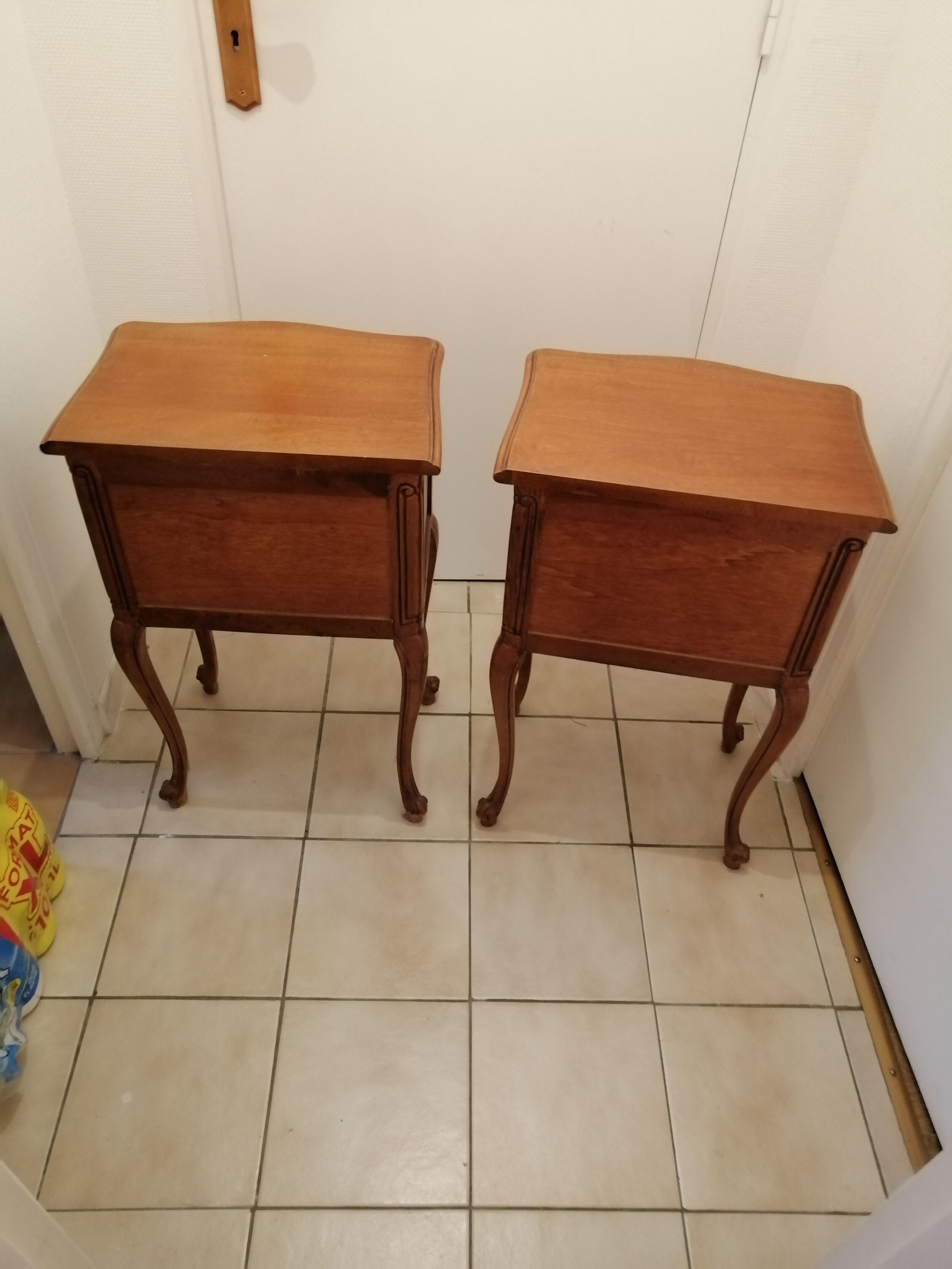 Pair of old wooden bedsides
