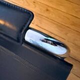 Vintage MG5 armchair in black leather and chrome metal by Matteo Grassi