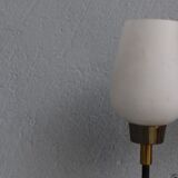 Paire d'appliques en laiton métal et opaline 1960