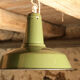 Pair of enameled sheet metal suspension lamp industrial shop green plant